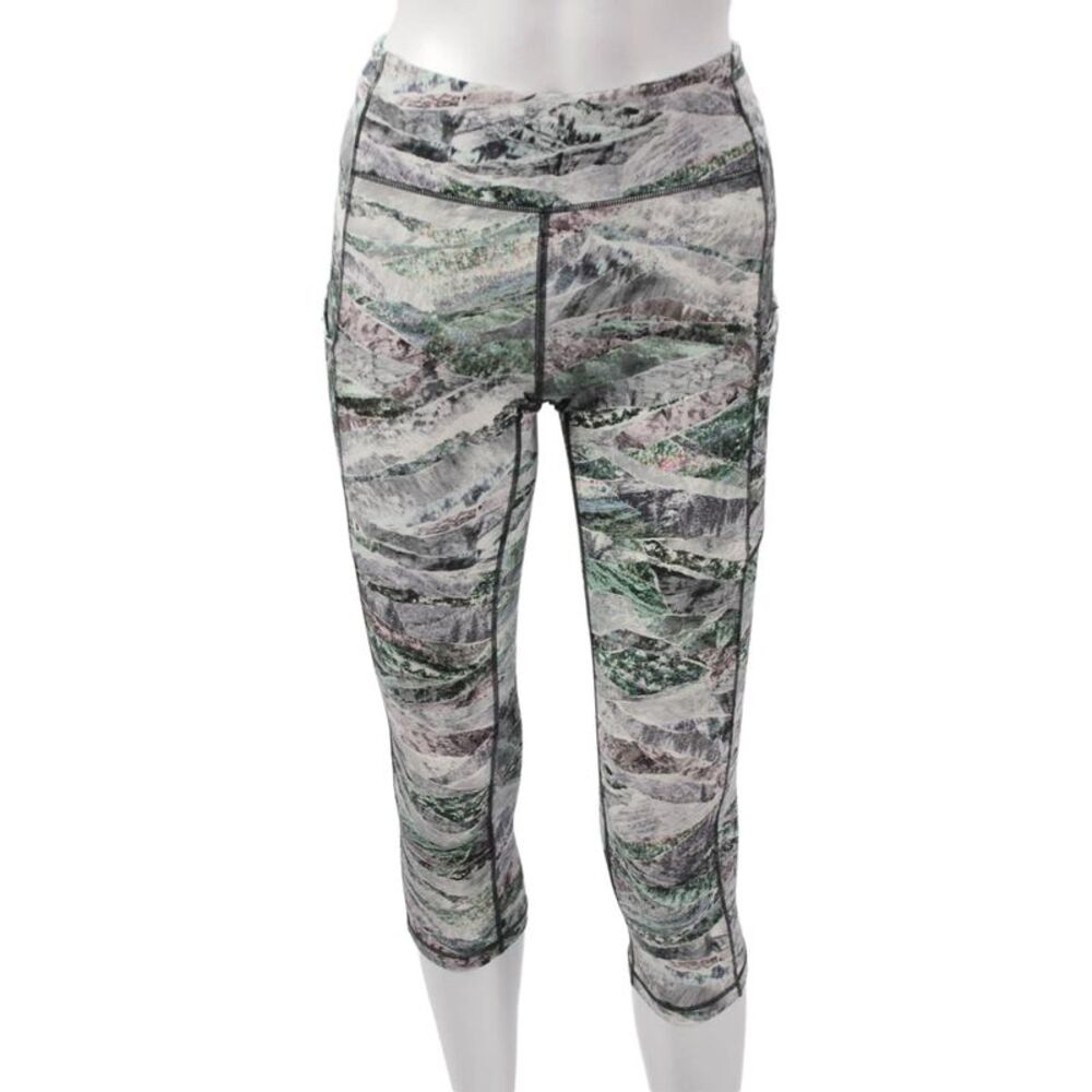 Lululemon Women Cropped Multicolor Geometric Nylon Leggings Size 4
